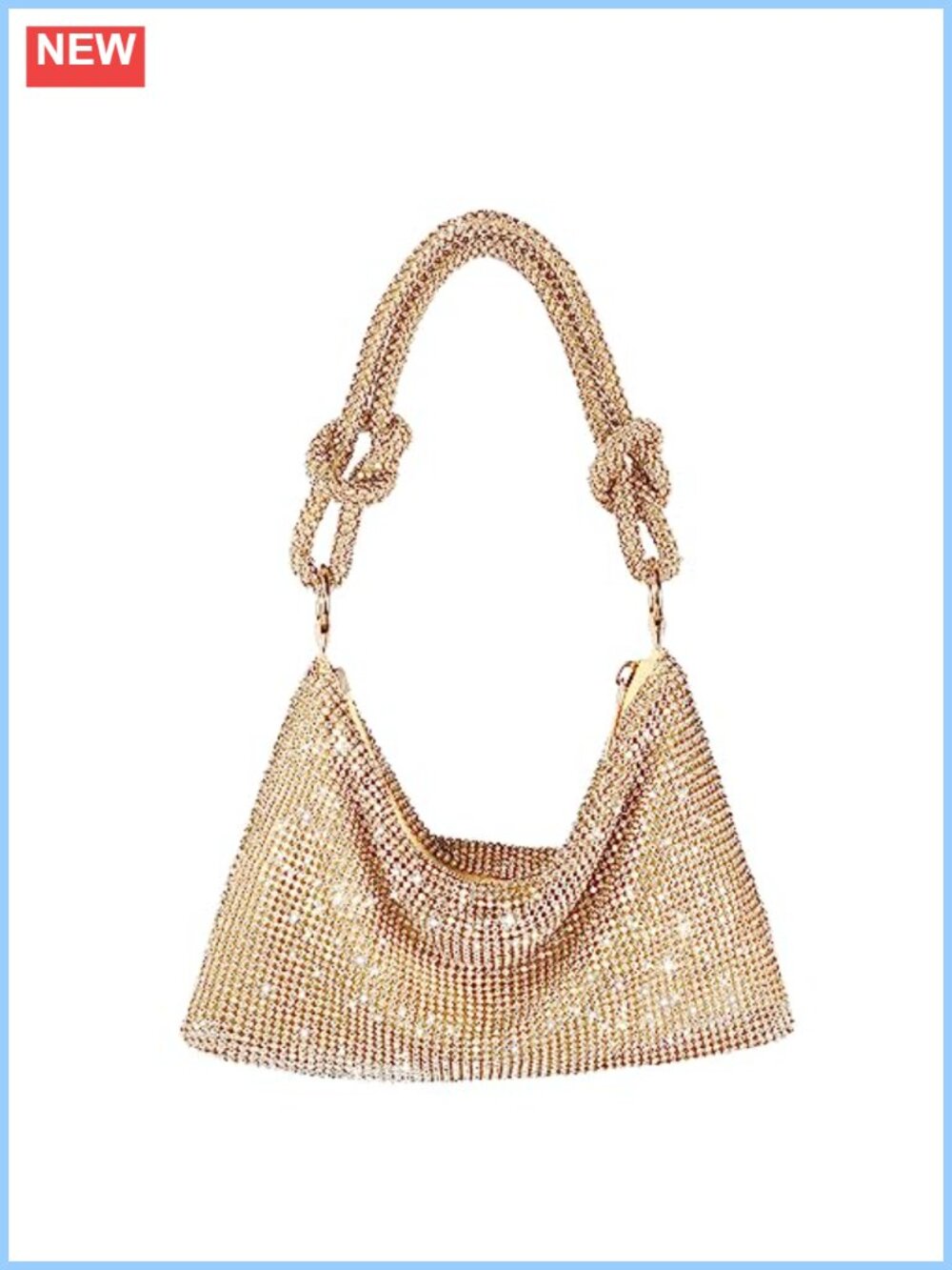 Rhinestone Clutch Evening Bag Sparkly Hobo Purse with Shoulder Strap